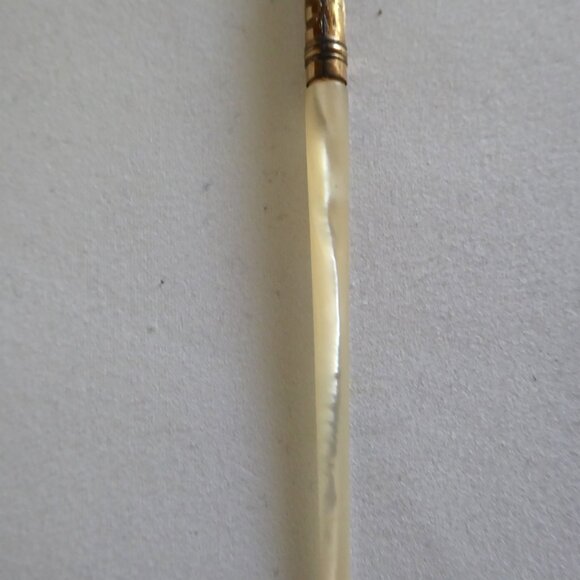 VINTAGE L.W. F. & Co. MOTHER OF PEARL GOLD PLATED QUILL PEN INK DIP PEN HOLDER - Picture 10 of 11